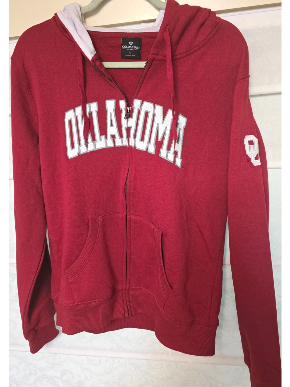 Oklahoma Sooners Womens Large Full Zip Hoodie Colosseum OU Red NWT NEW
